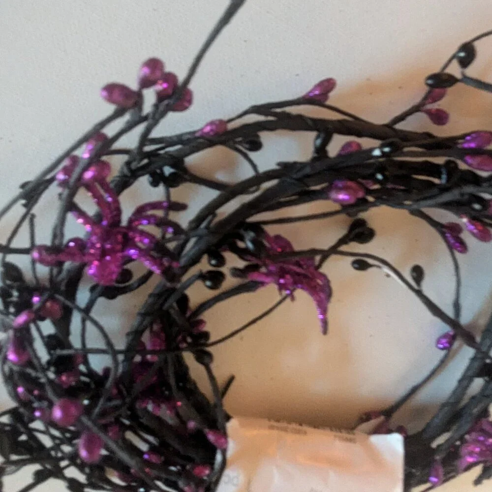 NWT Goth Spider Garland Halloween Decoration Purple Black Floral Ashland Decor